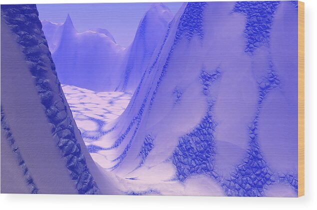 Skin Wood Print featuring the digital art Blue Reptile Planet by Bernie Sirelson