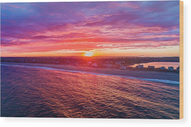 Beach Wood Print featuring the photograph Blue Shutter East Beach by Veterans Aerial Media LLC