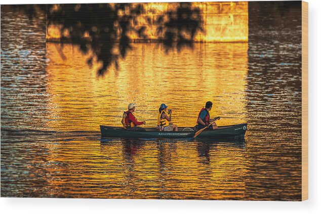 Golden Light Wood Print featuring the photograph Breaking the gold space by Tatiana Travelways