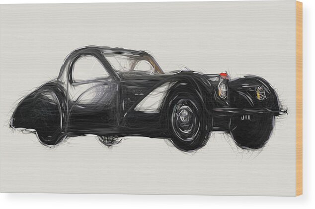 Bugatti Wood Print featuring the digital art Bugatti Type 57S Coupe Drawing by CarsToon Concept