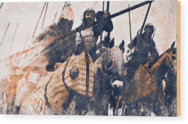 Byzantine Wood Print featuring the painting Byzantine Cataphract - 01 by AM FineArtPrints
