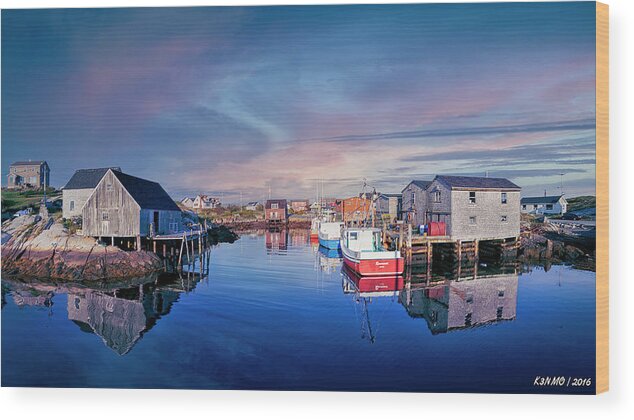 Peggys Cove Wood Print featuring the photograph Calm Water at Peggys Cove by Ken Morris