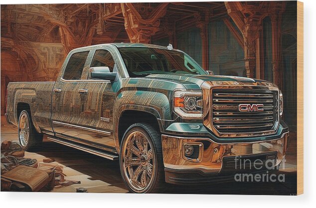 Gmc Wood Print featuring the drawing Car 1903 GMC Sierra Denali by Clark Leffler