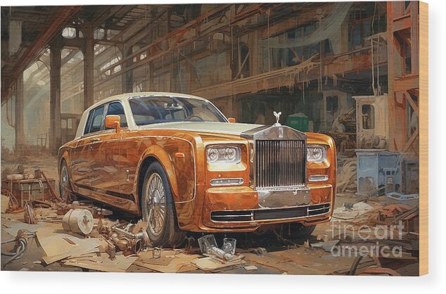 Rolls-royce Wood Print featuring the drawing Car 2095 Rolls-Royce Phantom by Clark Leffler