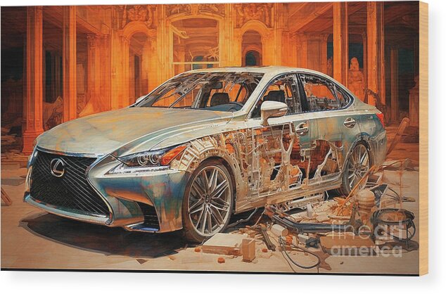 Lexus Wood Print featuring the drawing Car 2422 Lexus LS Hybrid by Clark Leffler
