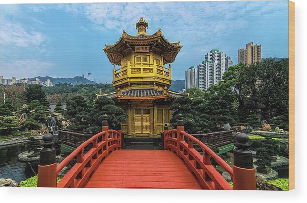 Architecture Wood Print featuring the digital art Chi Lin Nunnery Hong Kong by Kevin McClish