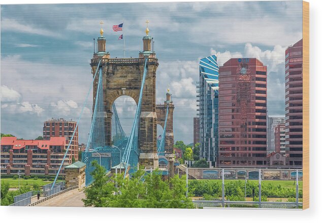 Bridge Wood Print featuring the photograph Cincinnati Roebling Bridge by Ginger Stein
