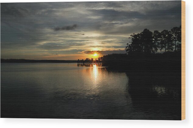 Morning Wood Print featuring the photograph Cloud Butting Lake Sunrise by Ed Williams