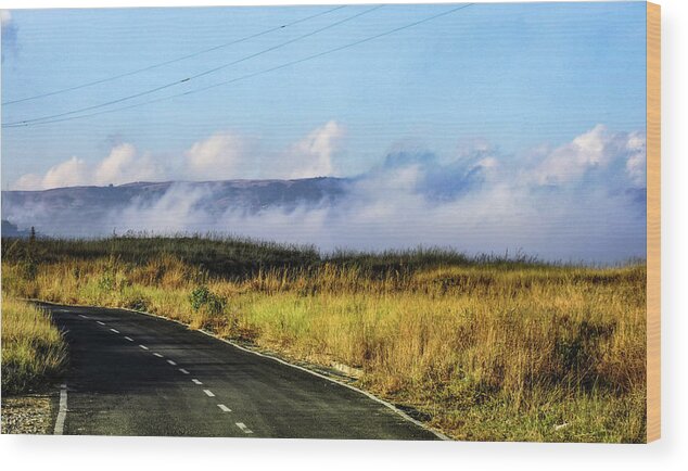 Landscape India Meghalaya Nature Beauty Wood Print featuring the photograph Clouds Behind the Grass by Niladri Talukder