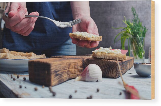 Cheese Wood Print featuring the photograph Cooking of sandwiches by Invizbk