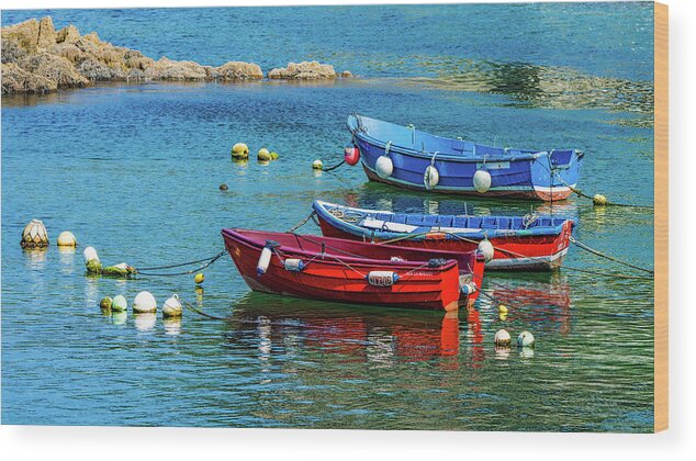 Fishing Boats Wood Print featuring the photograph Cudillero Boats by Chris Lord
