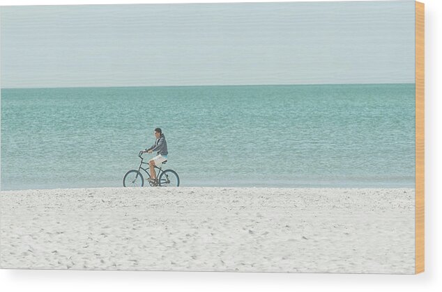 Beach Wood Print featuring the photograph Cycling the Beach by CR Courson
