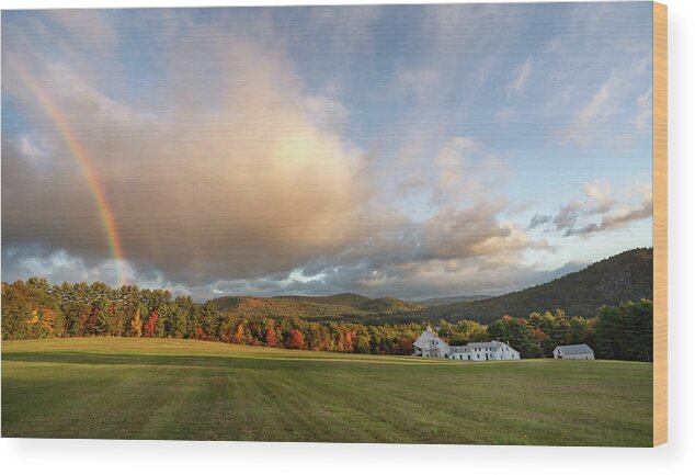 #fall#autumn#farm#maine#landscape#sunrise#color#rainbow Wood Print featuring the photograph Dad's Rainbow by Darylann Leonard Photography