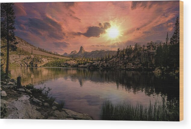 Landscape Wood Print featuring the digital art Dollar Lake Sunset by Romeo Victor
