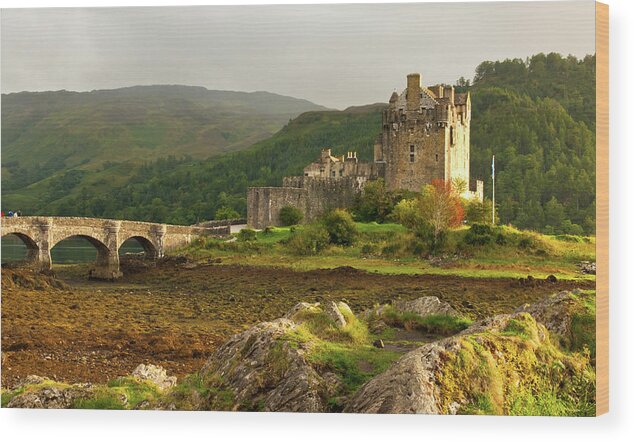 Scotland Wood Print featuring the photograph Eilean Donan Castle in the loch Alsh at the highlands of Scotlan by Michalakis Ppalis