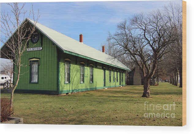 Elmore Wood Print featuring the photograph Elmore Train Depot Elmore Ohio 8452 by Jack Schultz