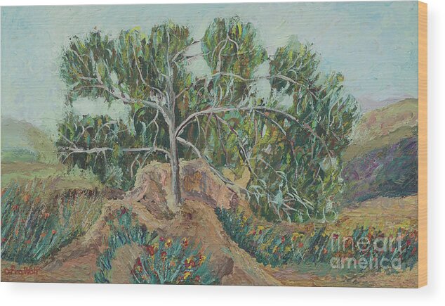 Popular Photo Wood Print featuring the painting Eucalyptus in the hidden corner by Ofra Wolf