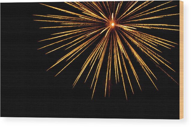 Fireworks Romeoville Wood Print featuring the photograph Fireworks in Romeoville, Illinois by David Morehead