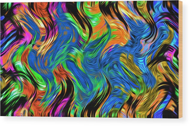 Abstract Wood Print featuring the digital art Flames of Passion - Abstract by Ronald Mills
