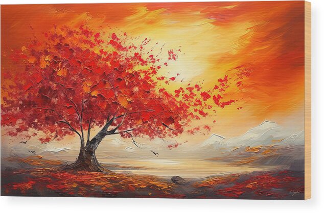 Maple Tree Wood Print featuring the painting Foliage Impressionist by Lourry Legarde