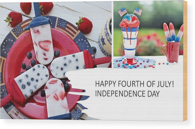 4th Of July Wood Print featuring the mixed media Fourth of July Picnic by Nancy Ayanna Wyatt