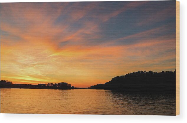 Lake Wood Print featuring the photograph Golden Streaked Sun Skies by Ed Williams