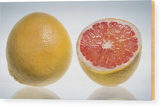 White Background Wood Print featuring the photograph Grapefruit by ATU Images