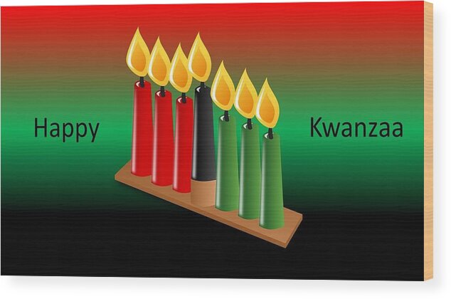 Kwanzaa Wood Print featuring the mixed media Happy Kwanzaa by Nancy Ayanna Wyatt