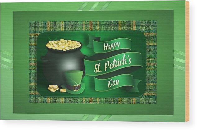 Happy Wood Print featuring the mixed media Happy St. Patrick's Day by Nancy Ayanna Wyatt