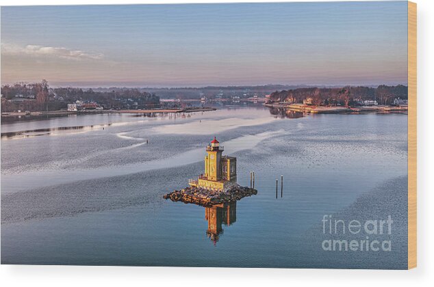 Lighthouse Wood Print featuring the photograph Huntington Harbor Lighthouse by Sean Mills