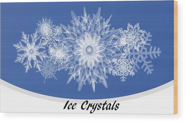 Ice Wood Print featuring the mixed media Ice Crystals Blue by Nancy Ayanna Wyatt