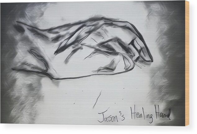 Sketches Wood Print featuring the drawing Jason's Healing Hand by Christina Knight