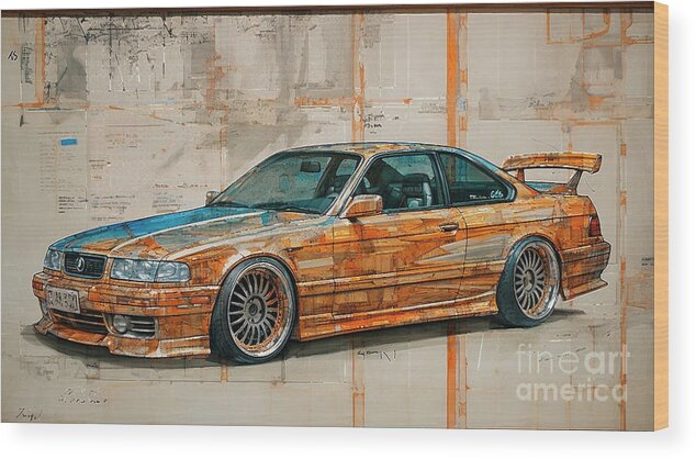 Vehicles Wood Print featuring the drawing JDM Car 990 Toyota Soarer Lexus SC  by Clark Leffler