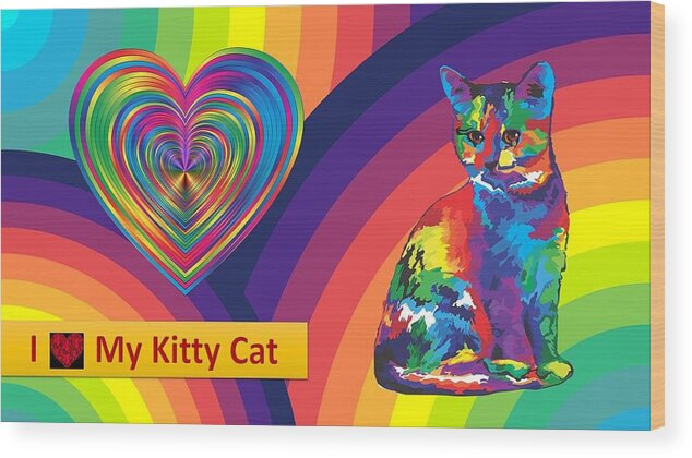 Cats Wood Print featuring the mixed media Kids Love Kitties by Nancy Ayanna Wyatt