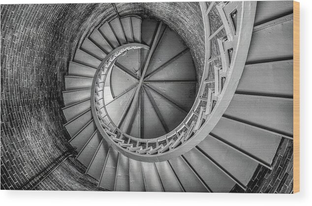 Lighthouse Wood Print featuring the digital art Lighthouse Spiral Staircase by Deb Bryce