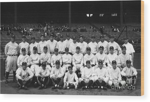 People Wood Print featuring the photograph Lou Gehrig and Babe Ruth by Transcendental Graphics