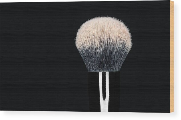Brush Wood Print featuring the photograph Makeup Brush Pink by Amelia Pearn