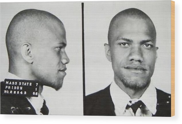 Malcolm X Wood Print featuring the photograph Malcolm X Mug Shot Mugshot 2 by Tony Rubino