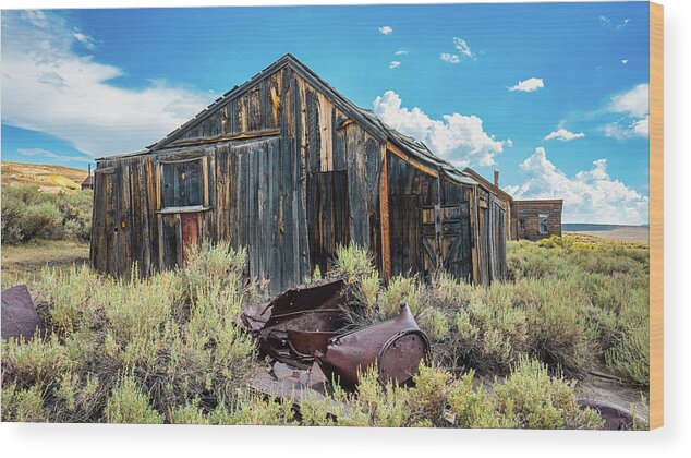 Bodie Wood Print featuring the photograph May it Rest in Pieces by Ron Long Ltd Photography