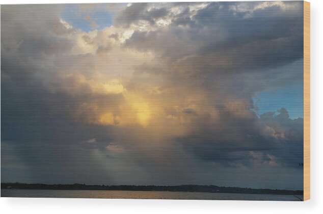 Weather Wood Print featuring the photograph Mid-August Sunset Storm by Ally White