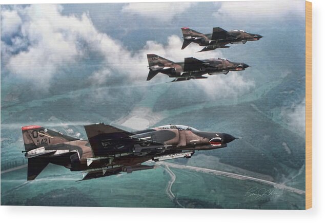 Aviation Wood Print featuring the digital art Mig Killers by Peter Chilelli
