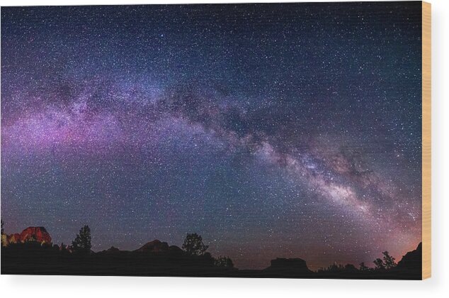 Milky Way Wood Print featuring the photograph Milky Way Panorama by Al Judge