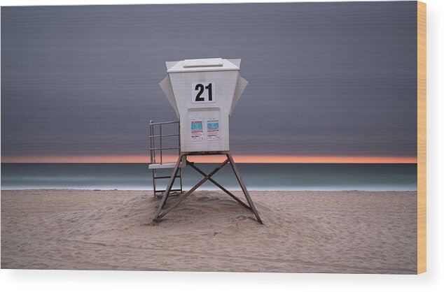 San Diego Wood Print featuring the photograph Mission Beach Marine Layer by William Dunigan