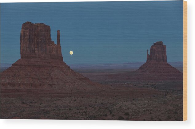 Arizona Wood Print featuring the photograph Mittens Moonrise by James Marvin Phelps
