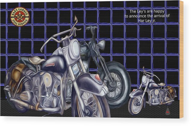 Vintage Motorcycle Wood Print featuring the mixed media Motorcycle Family by Ronald Mills