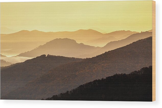 Maggie Valley Wood Print featuring the photograph Mountain Layers And Early Morning Light by Jordan Hill
