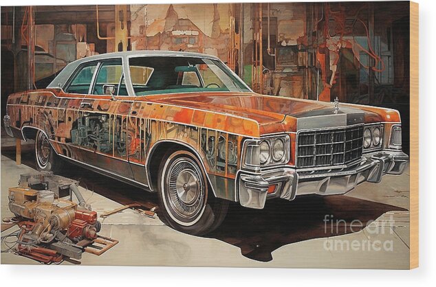 Vehicles Wood Print featuring the drawing Muscle Car 997 AMC Ambassador supercar by Clark Leffler