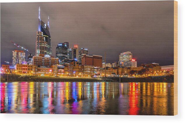 Nashville Wood Print featuring the photograph Nashville Lights by Rod Best