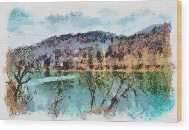 River Wood Print featuring the mixed media Ohio River by Christopher Reed