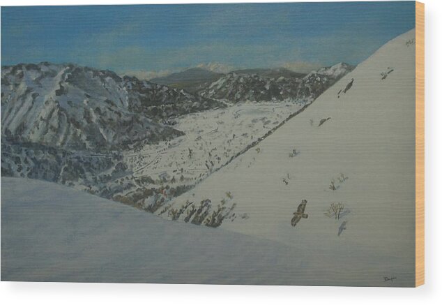 Omalos Wood Print featuring the painting Omalos Plateau Crete in Winter by David Capon